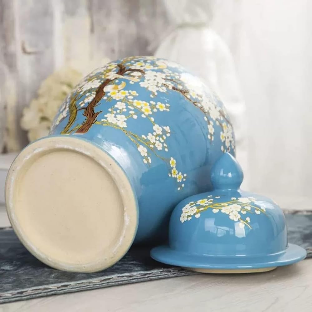 Bocaux Boîte de Gingembre en Céramique, Réservoir de Stockage Décoratif de Grande Capacité avec Couvercle, Boîte Générale Antique, Décoration Douce pour la Maison, Vase d