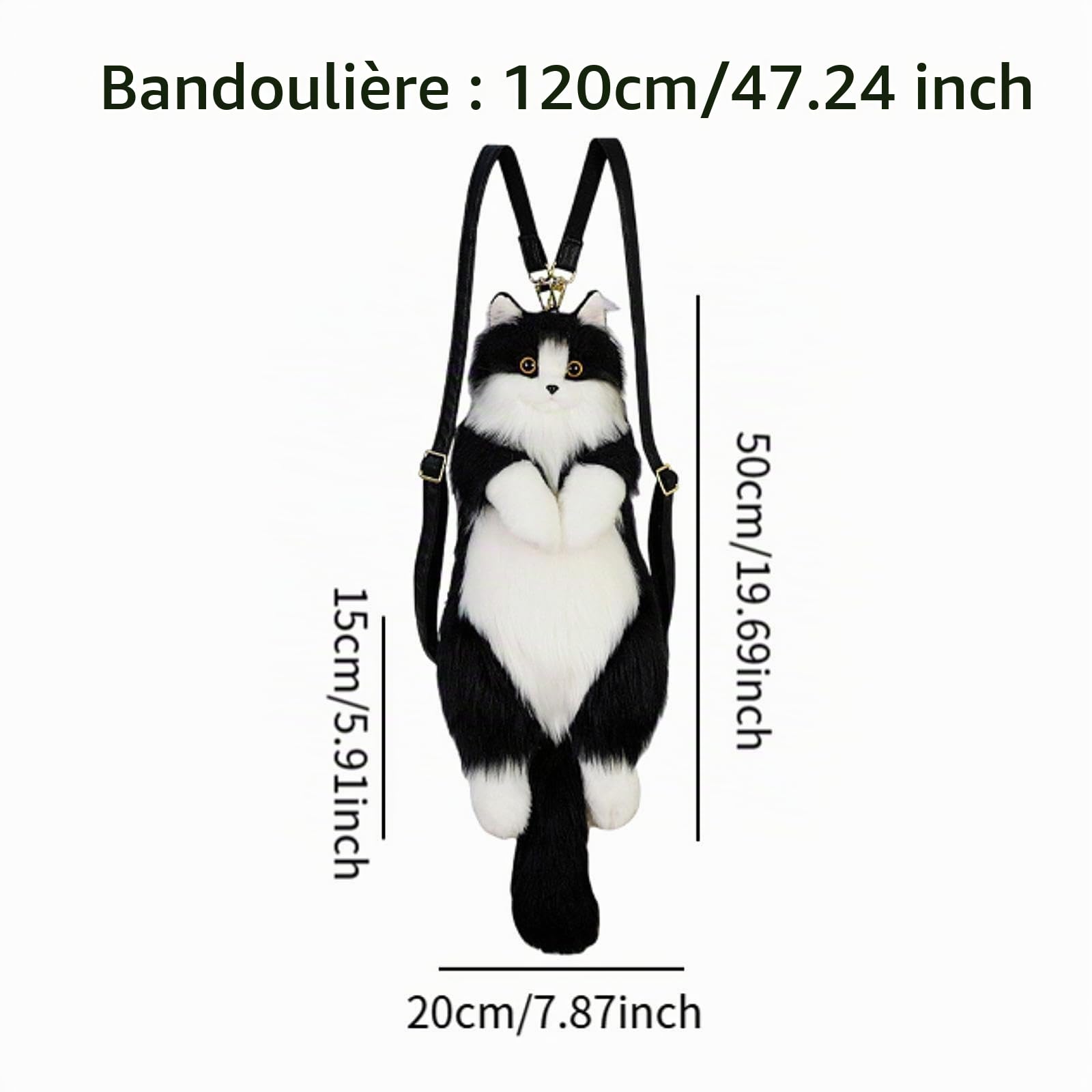 LOVIVER Sac à Dos en Peluche pour Chat Mignon, Sac pour Adultes et Enfants, Amoureux des Chats, Cadeau d'Anniversaire, Pas d'Écharpe