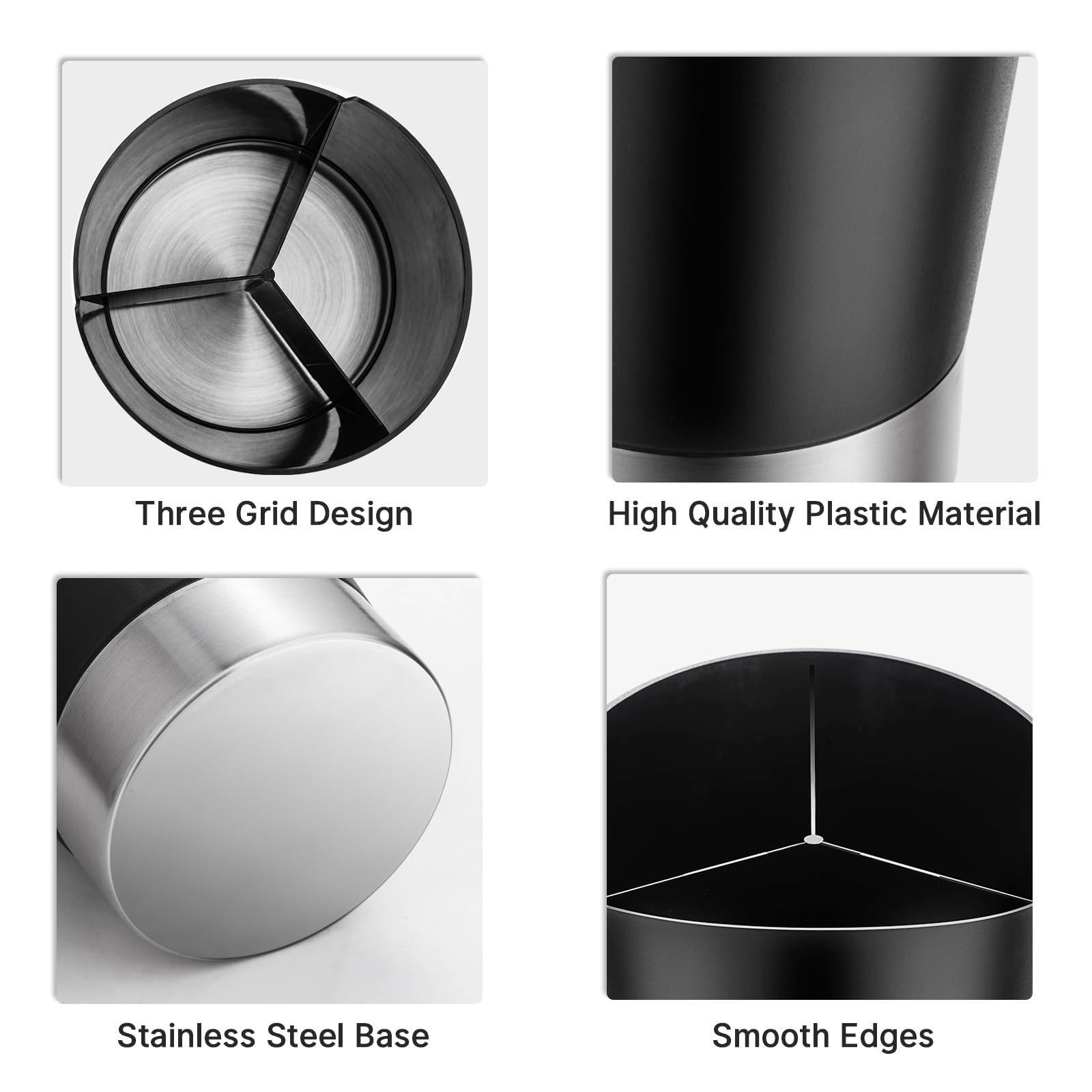Sharplace Support de paille pour comptoir de cuisine, organisateur d'ustensiles, fond amovible, cadeaux, boîte de rangement facile à nettoyer pour bar, Noir