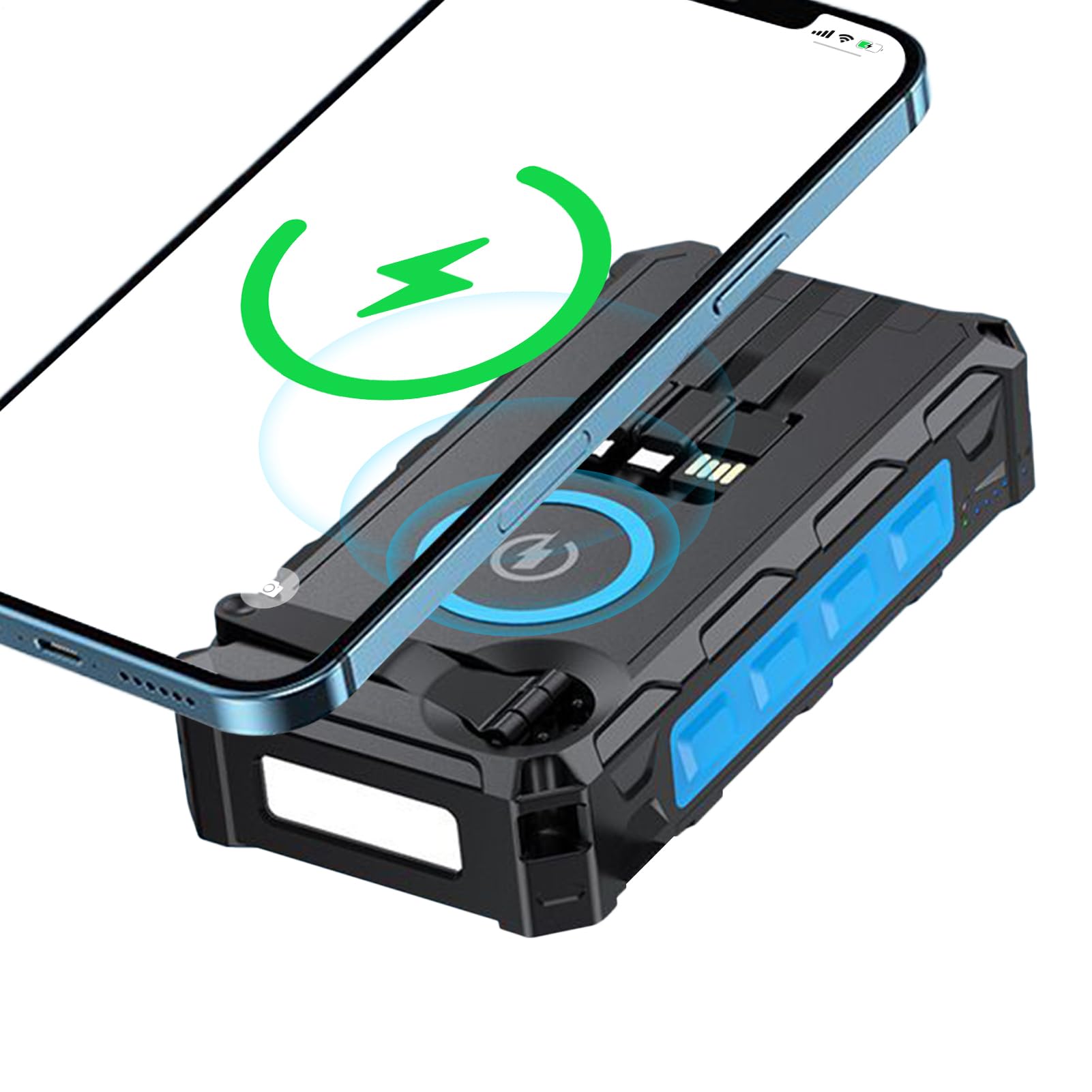 Caricatore Solare Power Bank Portatile Impermeabile Pieghevole Power Bank | Power Bank A Manovella Con Luce LED Per Casa Viaggi Escursionismo Pesca Uomini Donne Ragazzi Ragazz