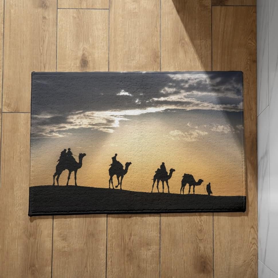 Isdreem Small Outdoor Mats for Front Floor Camel Dusk Indoor Non Slip Washable Bathroom Inside Anti-Slip Lightweight Plush Cotton Decorative, 40x60cm