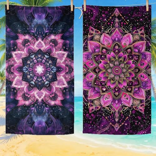 Toalla Playa 70x140 cm Toallas de Playa Microfibra ,Toallas Baño Grandes, Secado Rápido Absorbente Suave Sin Arena Compacta Beach Towel para vacaciones Picnic Piscina Esencial con Bolsa Púrpura Q-573