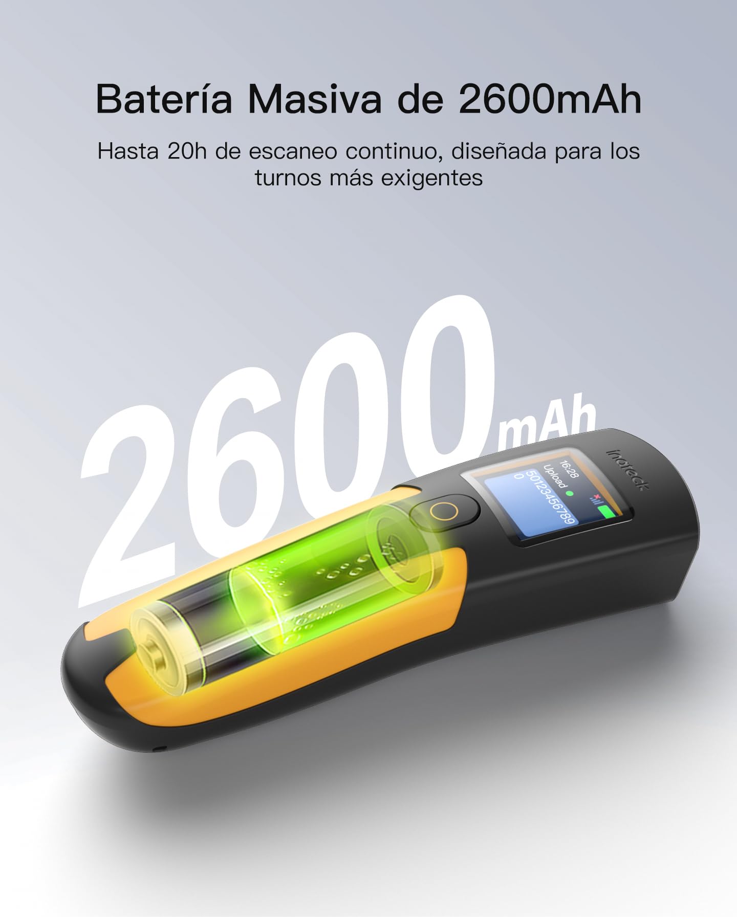 Inateck Escáner de código de Barras inalámbrico 1D 2D, escáner de código QR pequeño Bolsillo para inventario, Bluetooth 3 en 1 y Cable USB y 2,4 G inalámbrico, 2600 mAh, para PC, Tablet, Android, iOS