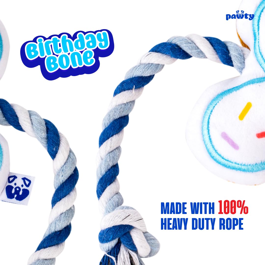 Juguete interactivo de hueso de cumpleaños para perros, juguete interactivo de cuerda para mascotas, bonito diseño único, regalo de cumpleaños para fiestas, cachorros pequeños y medianos, juguete de