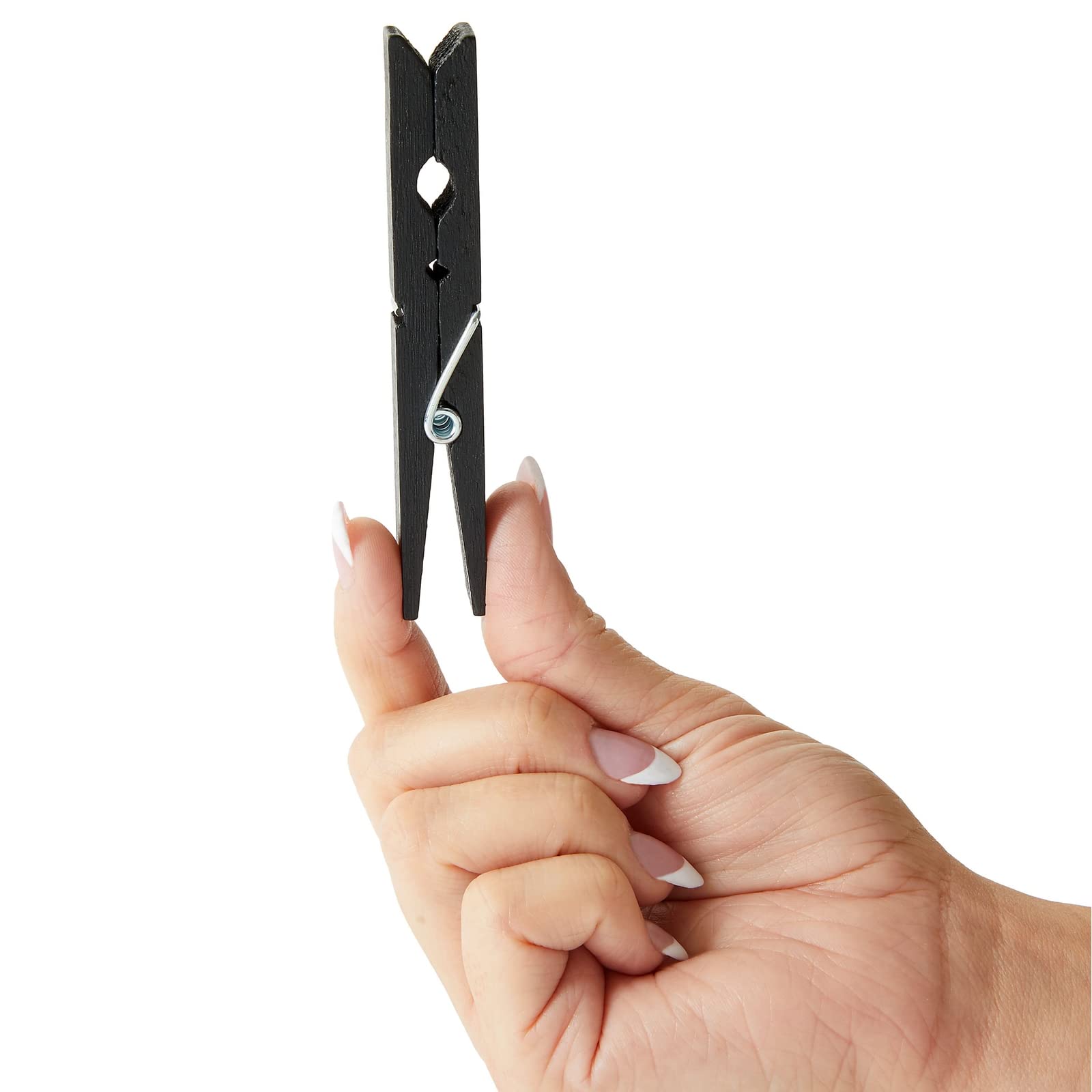 Juvale Confezione da 100 mollette in legno per appendere biancheria, artigianato, foto, colore nero, 10,2 cm