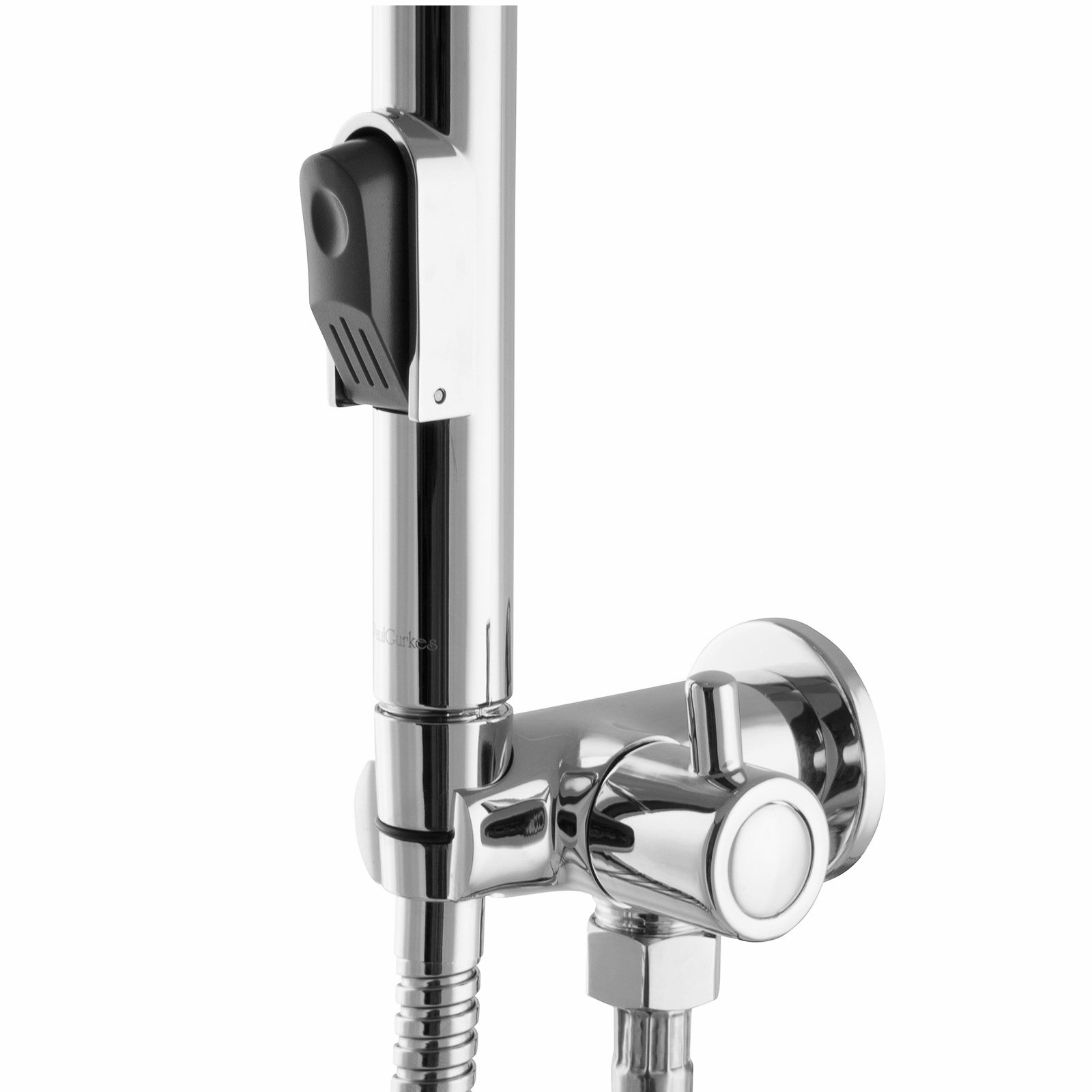 Set de ducha para bidé con soporte de pared y válvula de cierre, latón cromado, flexo 120 cm, montaje en pared