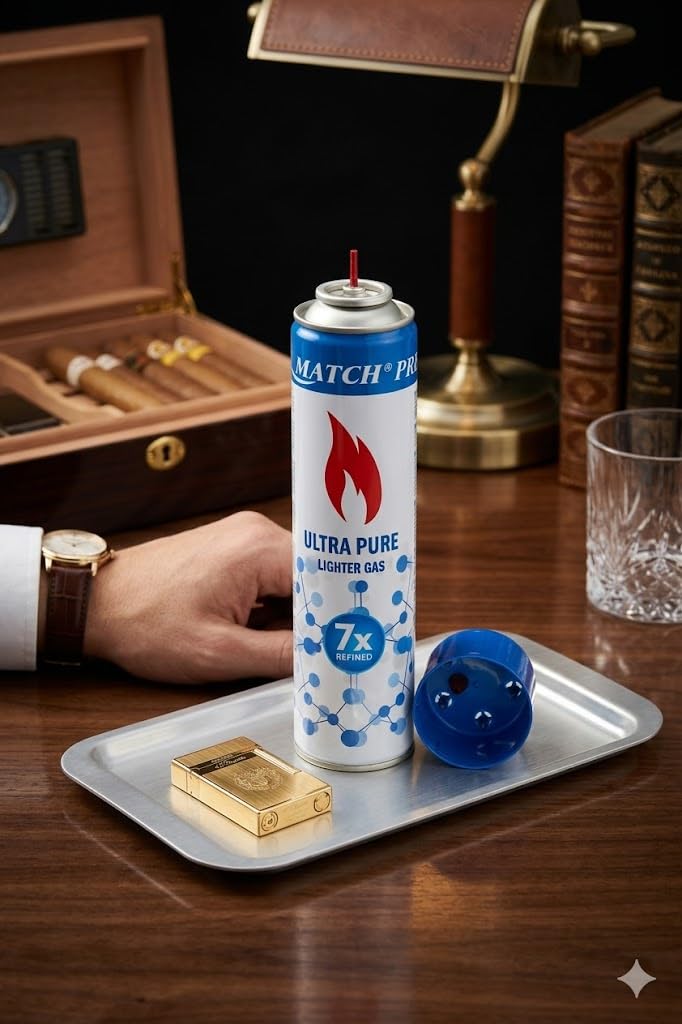 2X Premium Feuerzeuggas 300 ml – Ultra Reines Butan (7X gefiltert) inkl. 5 Adapter – Universal Nachfüllgas für Feuerzeuge, Sturmfeuerzeuge & Küchenbrenner