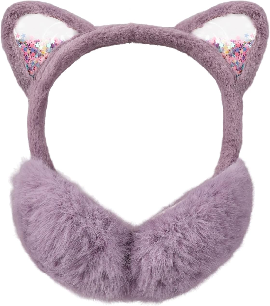 Surblue Winter Earmuffs for Kids Foldable Girls Ear Warmer Fluffy Cute Ear Covers Ages 3-12, One Size