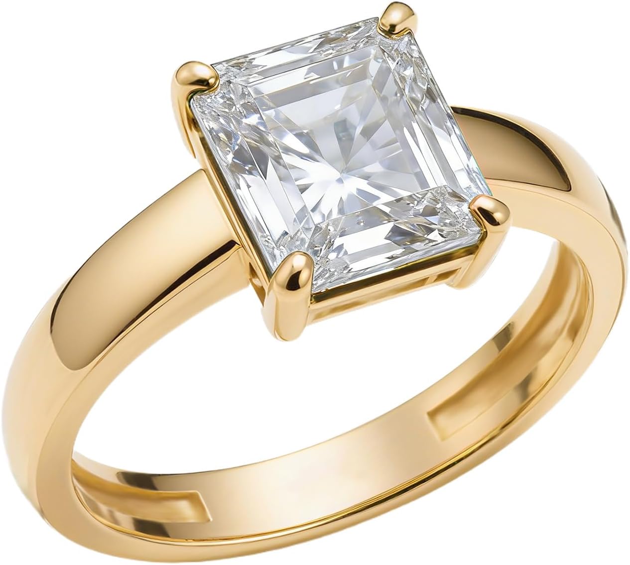 1 Carat Asscher-Cut Gemstone Wedding Engagement Rings for Women, Lab-Grown Sapphire/Ruby/Emerald/Moissanite/Amethyst/Garnet/Black Onyx/Blue Topaz/Citrine/Tourmaline/Peridot Asscher-Cut Wedding Ring for Women, Customizable 10K Gold/14K Gold/18K Gold/925 Sterling Silver
