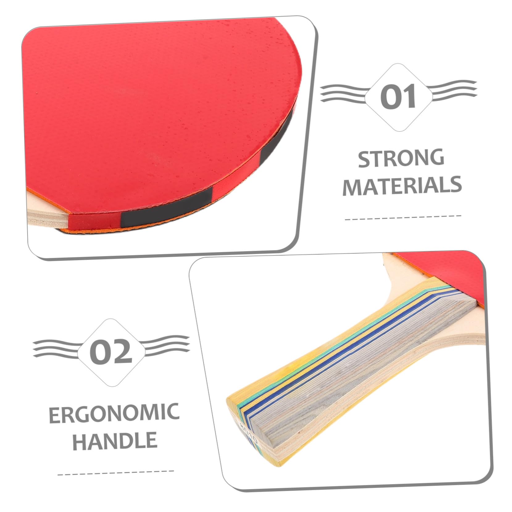 WOONEKY Table Tennis Paddles Set mit Langem Holzgriff Ergonomisch Geformte Griffe für Komfortables Spiel Ausgewogene Schläger für Präzise Set für Heim Partyspiele