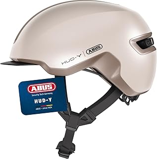 ABUS Urban Helm HUD-Y - mit magnetischem, aufladbarem LED-Rücklicht & Magnetverschluss - Cooler Fahrradhelm für den Alltag - für Damen und Herren