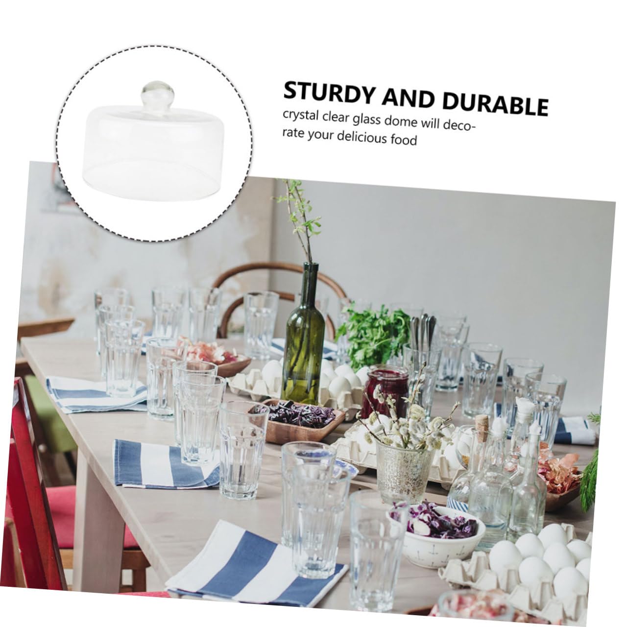 Cloche à Gâteau en Verre Transparent, Facile à Nettoyer et Réutilisable, Fêtes et Dîners, Couverture Pratique pour Dessert et Pâtisserie
