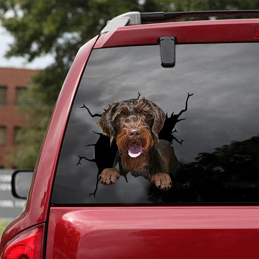 Ocean Gift German Wirehaired Pointer Car Decals, Dog Car Stickers Pack of 2 - Realistic German Wirehaired Pointer Stickers for Car Windows, Walls Series 107 Size 12
