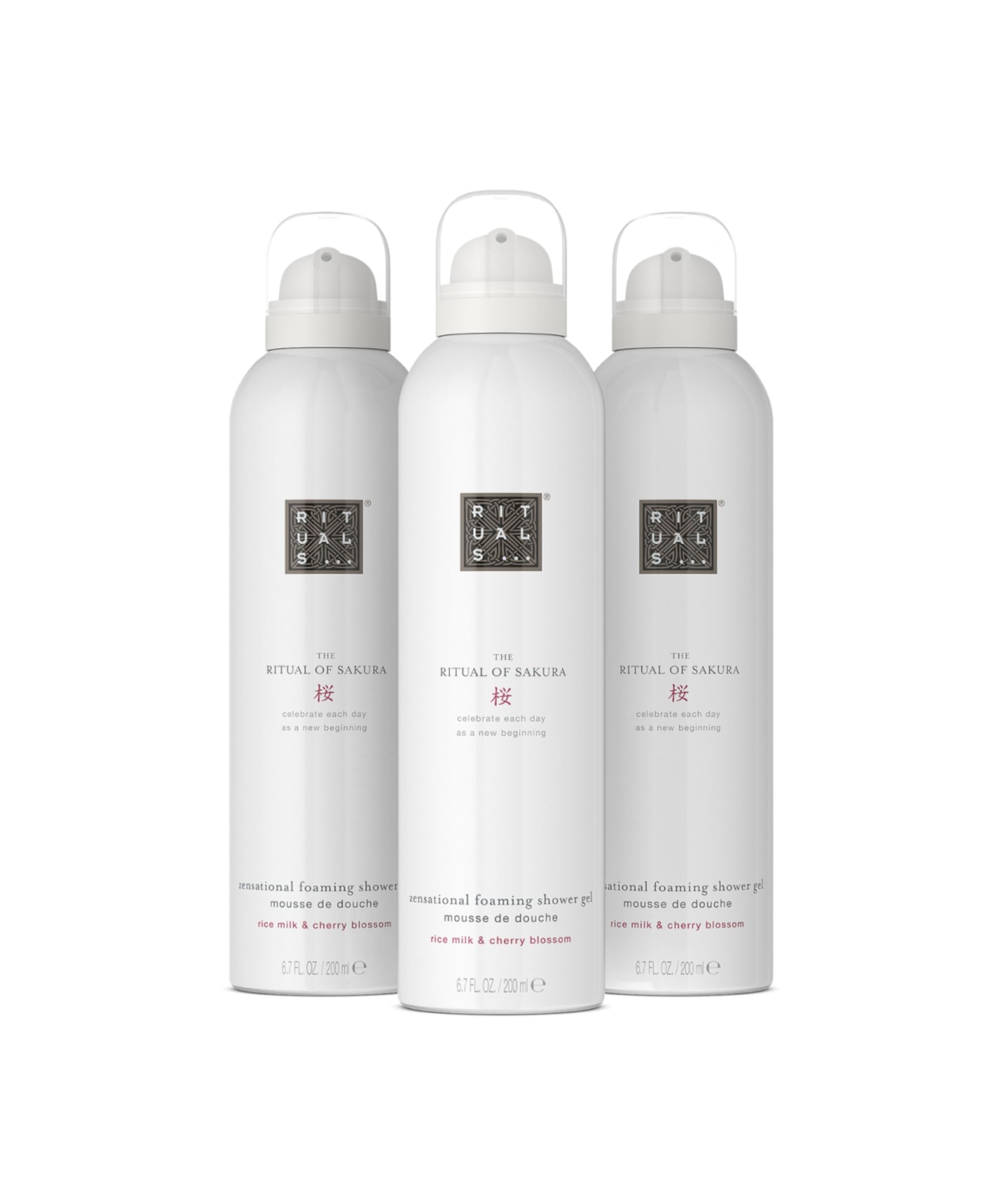 RITUALS The Ritual of Sakura ekonomiczny zestaw 3 x pianka pod prysznic – żel pod prysznic z kwiatami wiśni i mlekiem ryżowym – 3 x 200 ml