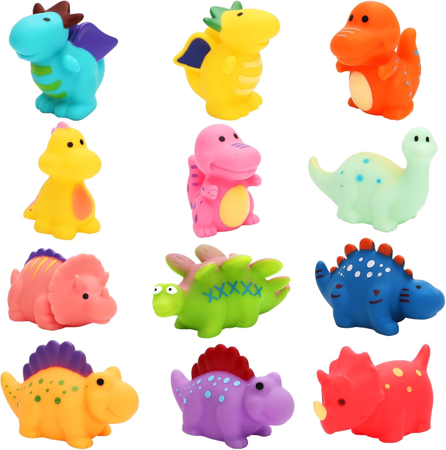 ONEST 12 Pieces Mold Free Baby Dinosaur Bath Toys for