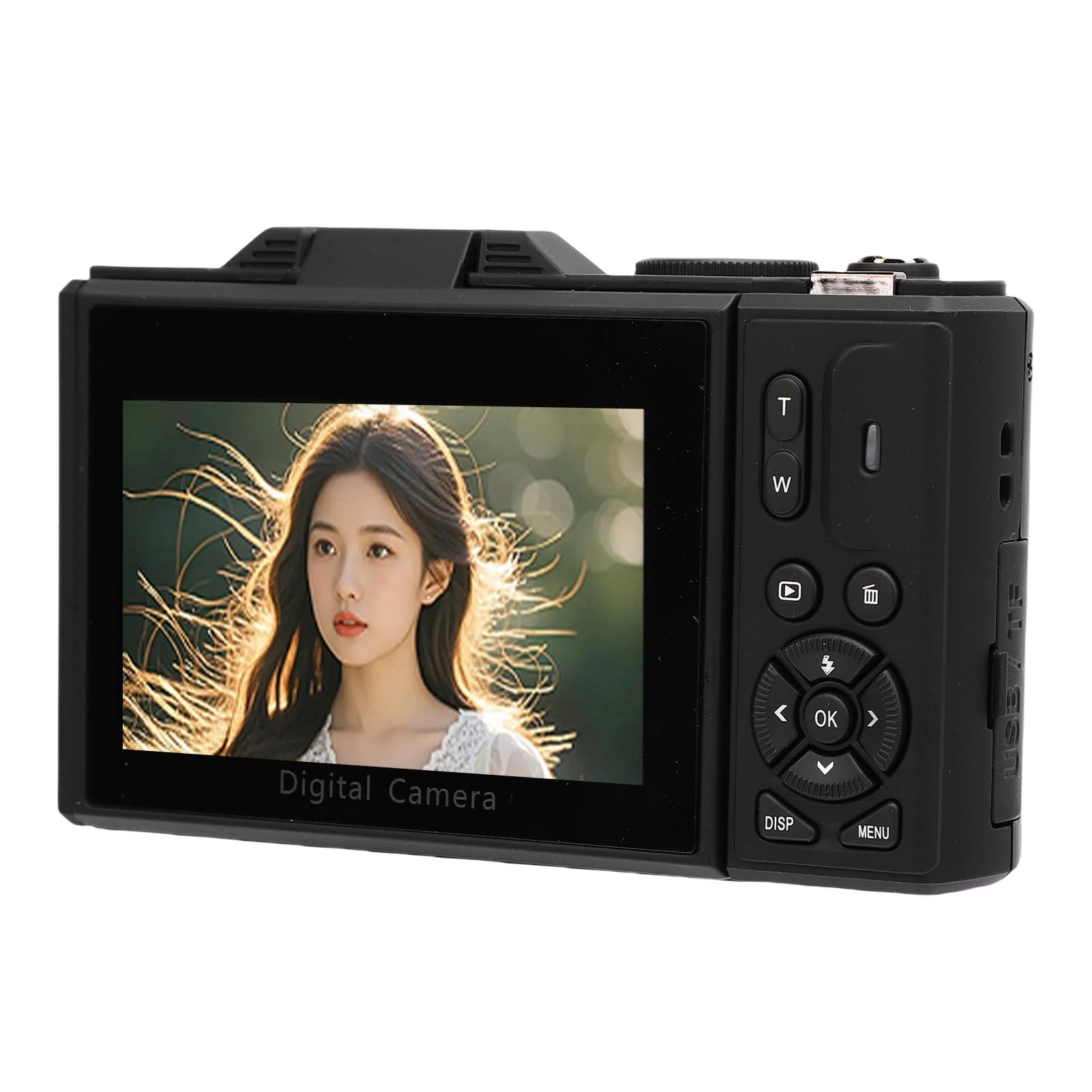 Fotocamera Digitale 5K, Fotocamera Vlog WiFi da 75 MP con Zoom 18X, da Viaggio con Schermo Ribaltabile da 3 Pollici a 180 Gradi, Luce LED per Selfie da Viaggio, Fotografia Vlogging (BLACK)