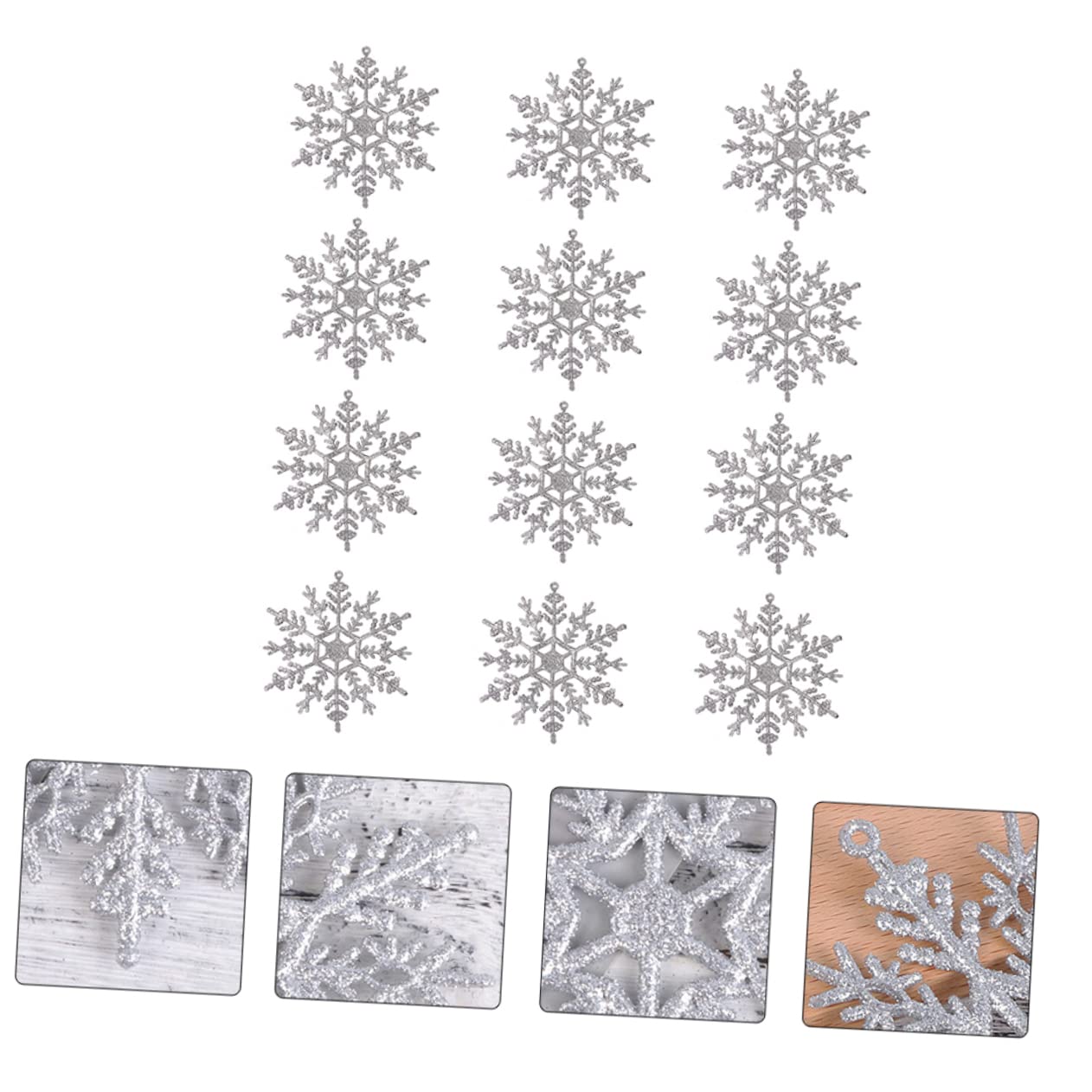 STOBAZA 96piezas Adornos Colgantes para Árbol De Navidad De De Brillo Plata para Decoración Navideña para Fiestas y Eventos