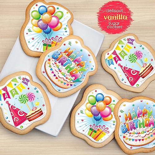 Omcookie Happy Birthday Cookies Decorated Gift Basket Large 6 Pack | Individually Wrapped Sugar Cookie Jumbo With Icing Cake Party thumb #3