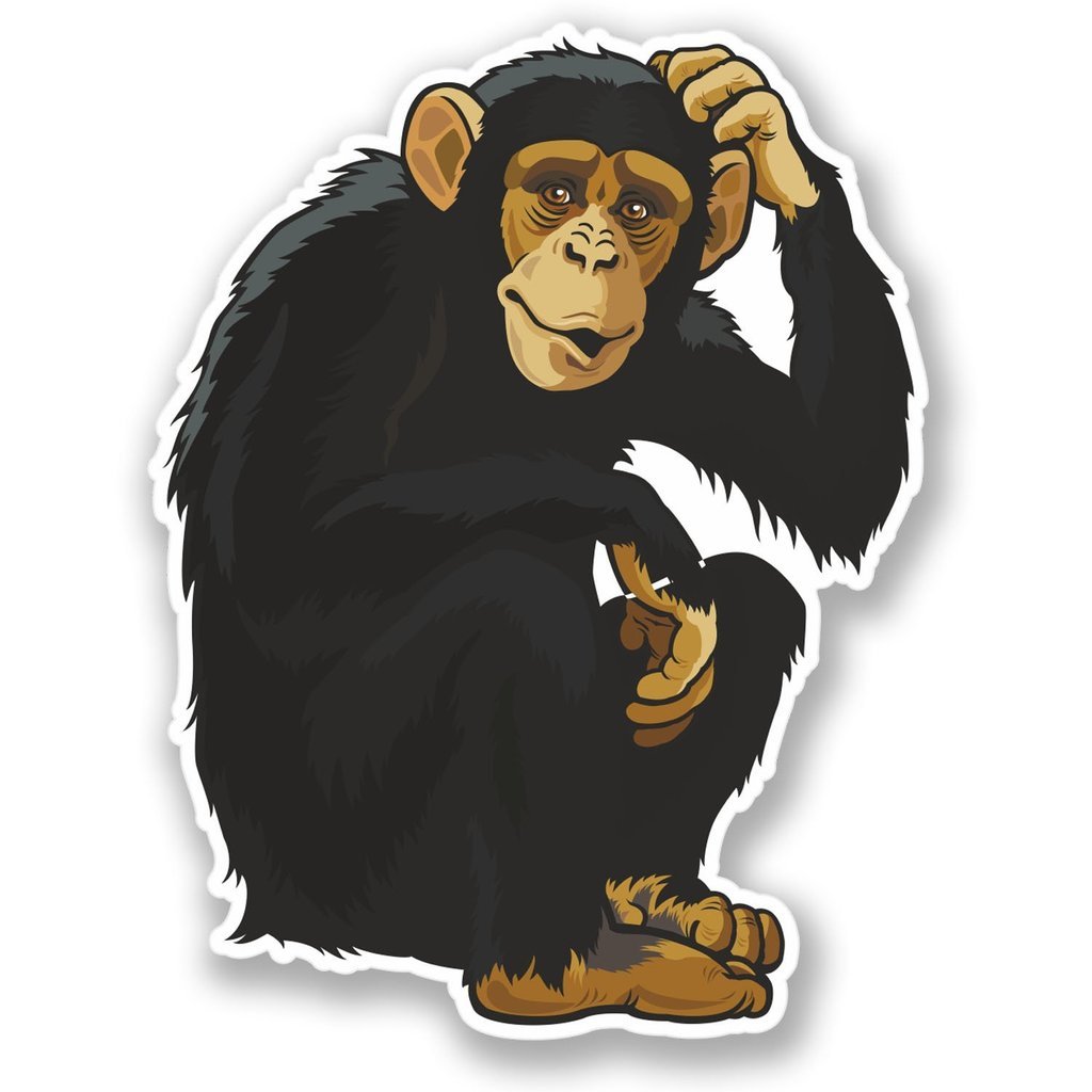 Destinationvinyl Multicolor 2 X 10Cm/100Mm Monkey Chimp Vinyl Sticker Decal Laptop Travel Luggage Car Bike Sign Fun #4361