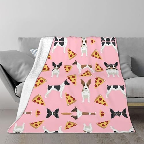 Rat Terrier - Manta estampada de perro, súper suave y cómoda, 50 x 40 pulgadas, manta cálida reversible y mullida para cama, sofá, viajes, campamento