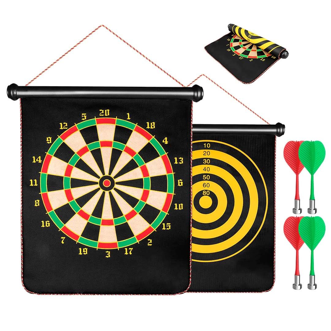 ZRINIX Magnetic Dart Bord Game for Kids, Double Side Magnetic Dart Bord with 4 Dart & Indoor and Outdoor Game for Adult Kid, Rollup Double Sided Board Game Set for Gifts (15 Inches) (B0CRH6GS99) Amazon Price History, Amazon Price Tracker