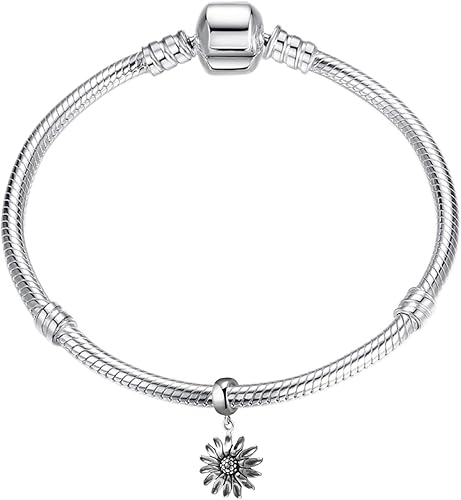 Miniatura 3 de Girasol Encanto Plata De Ley 925Colgante De Flor Dangle Bead para pandora pulsera