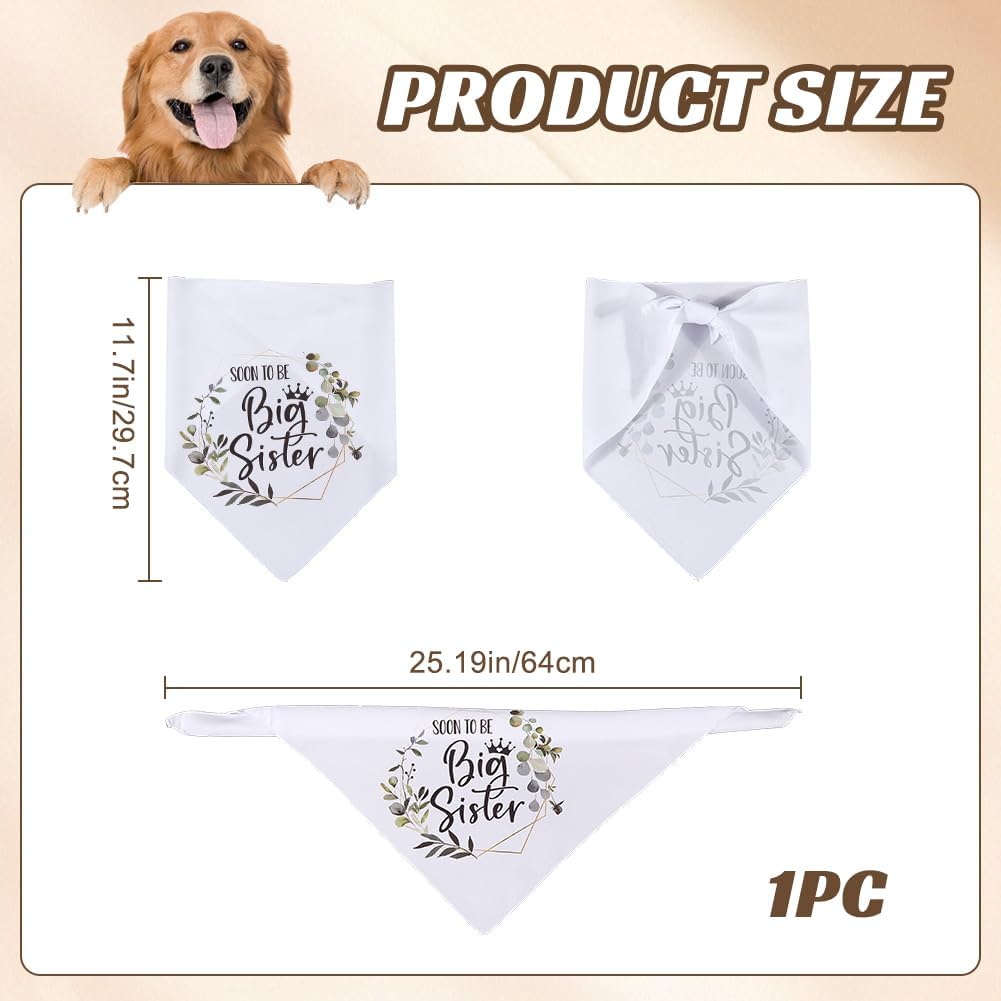 CRASPIRE Big Sister Future Dog Bandana Wedding Bandana Pet Bandana Triangle Shape White Leaves Accessories for Engagement and Wedding Collars Accessories 3