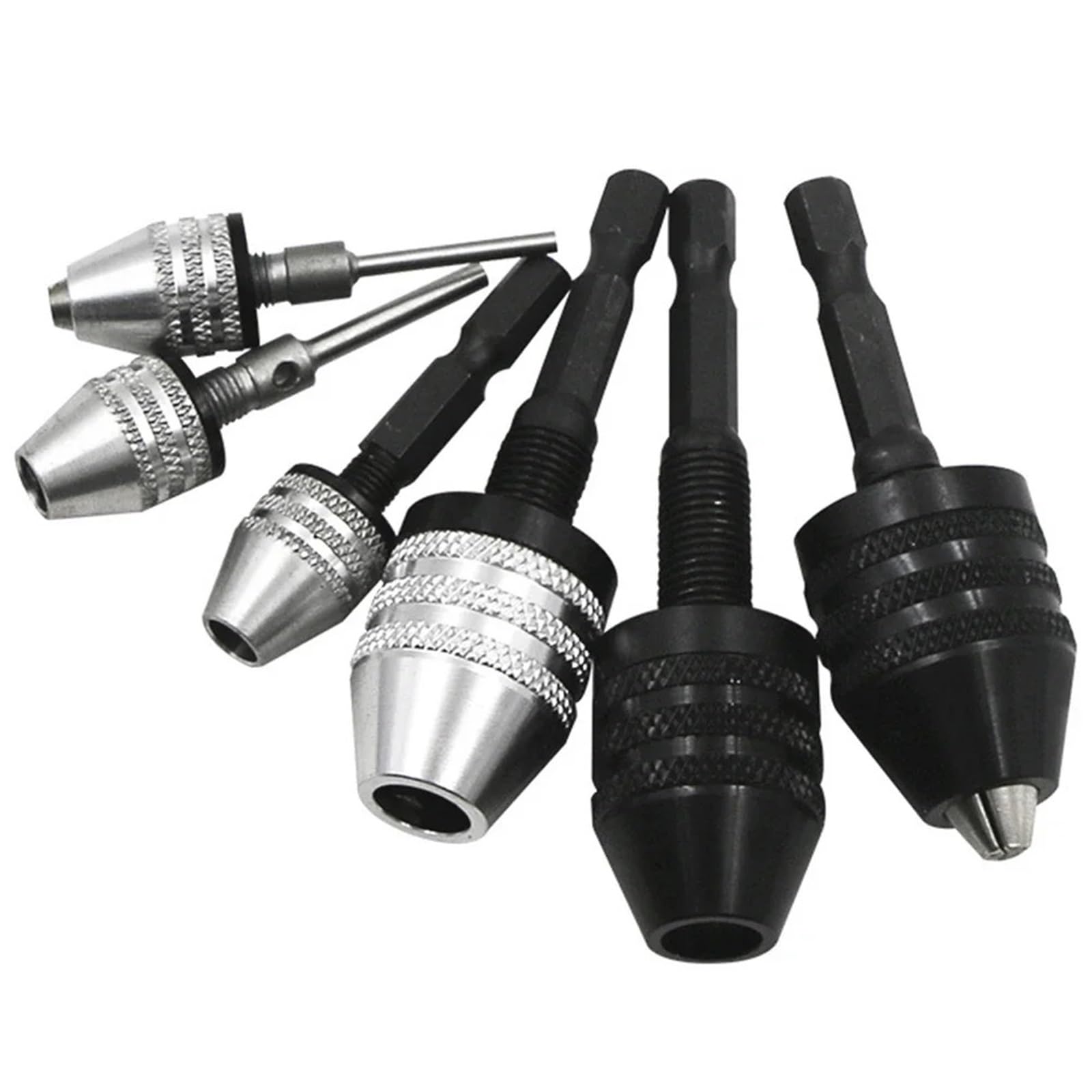 Mandrino per trapano senza chiave da 0,3-8 mm, mini punte per trapano elettrico autoserranti, strumenti per fissaggio a pinza con codolo esagonale da 1/4", convertitore a cambio rapido (04)