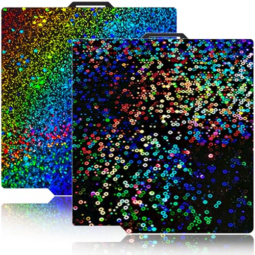 Wefuit 257X257mm Bambu Build Plate for Bambu lab X2D/P2S/X1/X1C/X1E/P1P/ P1S/A1 3D Printer haetingbed Holographic Texture PEI 3D Printer Spring Steel Removable Platform (PEY-Circle+PEY-Starry)