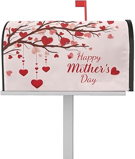 Mailbox Cover Magnetic Happy Mother's Day Red Love Tree Mailbox Covers Standard Size 21x18in,Mailbox Covers Wrap Post Letter Box Cover for Garden Yard Outdoor Decor Pink Romantic Heart Farm Branch