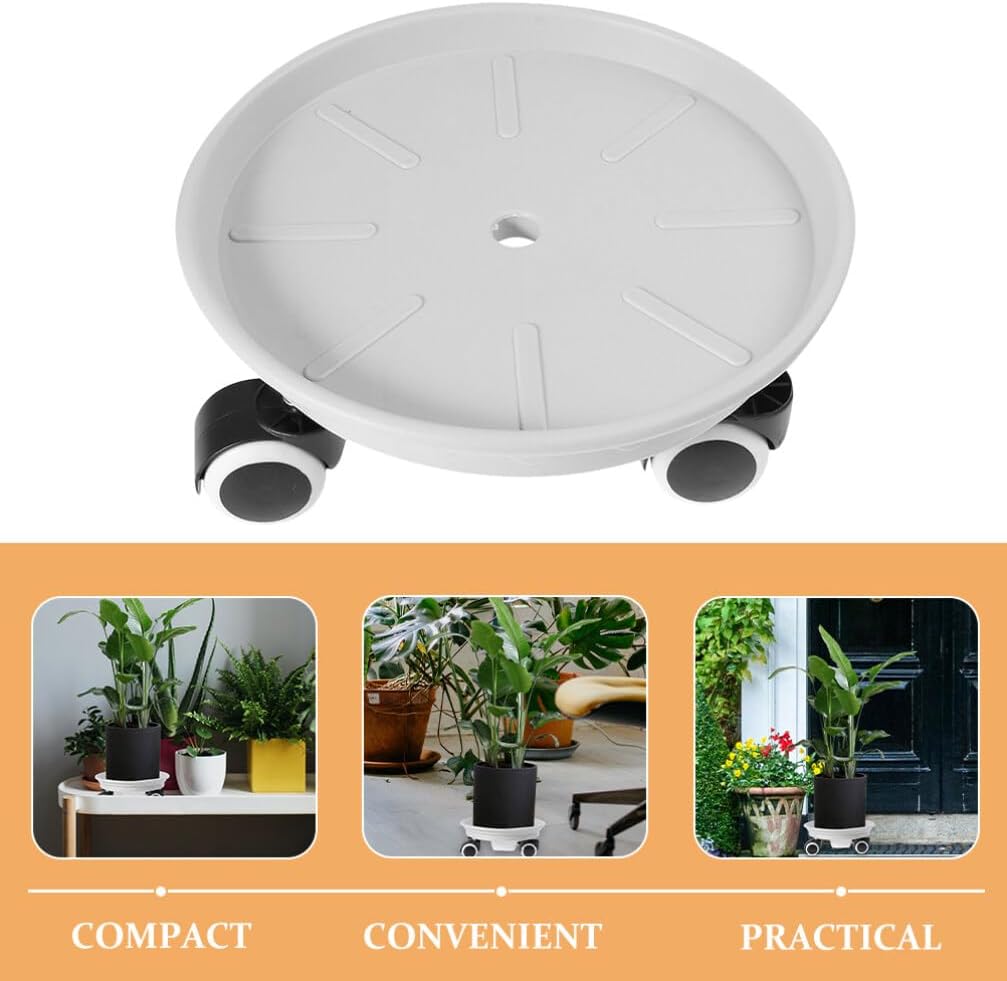 Yardwe Plastic Plant Roller Base Wheels Breathable Planter Tray for Nordic Outer for Indoor and Outdoor Gardening