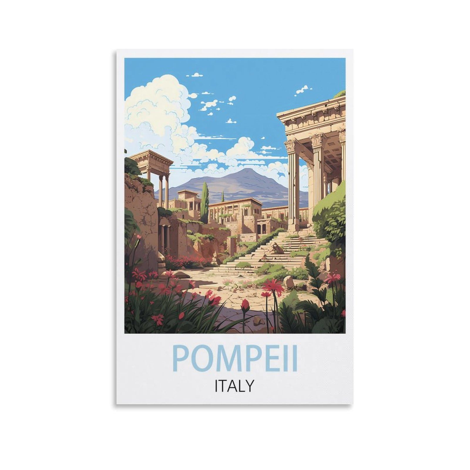 FUUDANG Pompeii Italy Vintage Travel Posters 08x12inch(20x30cm) Canvas Art Poster And Wall Art Picture Print Modern Family Bedroom Decor Posters