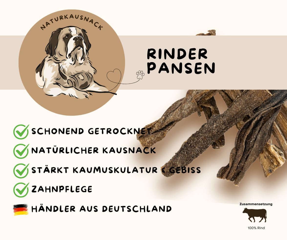 Warnick's Hundesnack Rinderpansen getrocknet - 5 kg (5 x 1 kg) | Naturkausnack für Hunde aus 100% Rind - Fettarm & proteinreich - Luftgetrocknet ohne Zusätze - Zur Zahnpflege