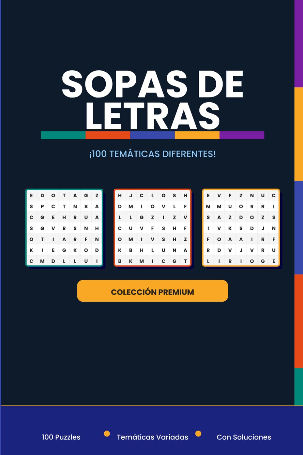 Sopas de Letras: Colección Premium · 100 Puzzles · Temáticas Variadas