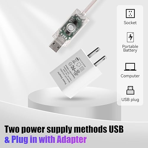 Miniatura 10 de Dazzle Bright Guirnalda de luces para cortina de ventana, 300 LED de 9.8 x 9.8 pies, luces de hadas multicolor con 8 modos de iluminación, luces