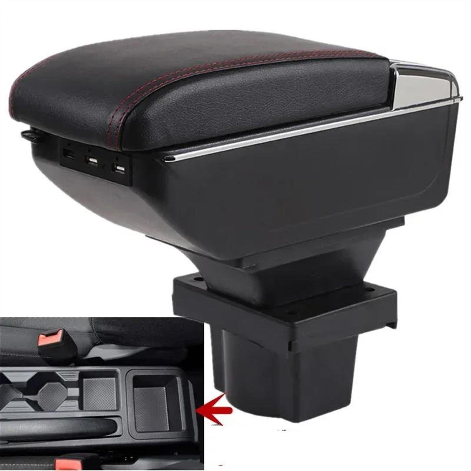 Scatola Portaoggetti Multifunzionale Per Console Centrale A Forma Decorativa Per Auto Per Virtus Per Polo 2019 2020 2021 2022 2023 Consolle centrale(D Beige 7USB)