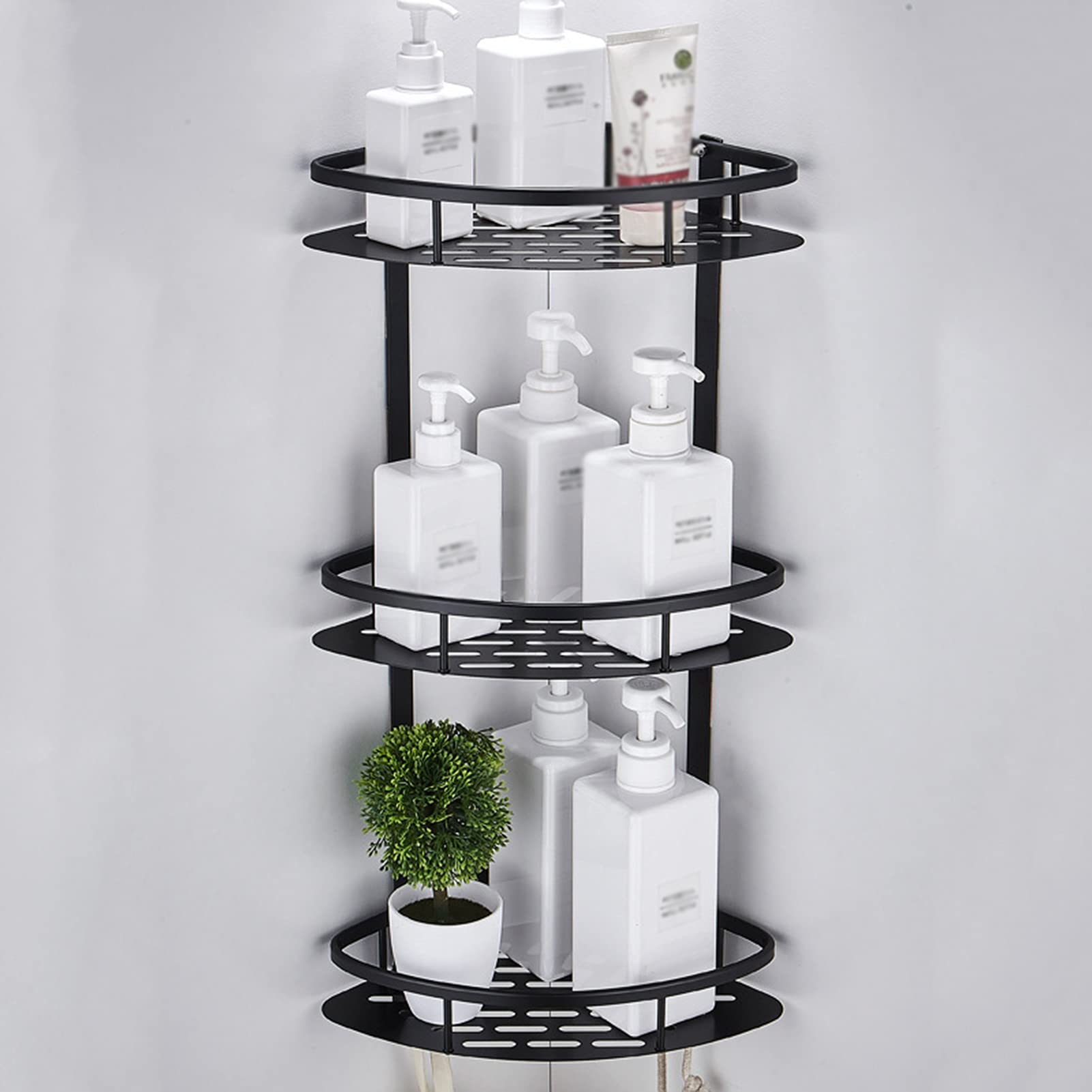 Corner Caddy Shelf Bathroom Shelf with Hooks Adhesive No Drilling Shower Organizer Storage for Toilet Kitchen and Dorm