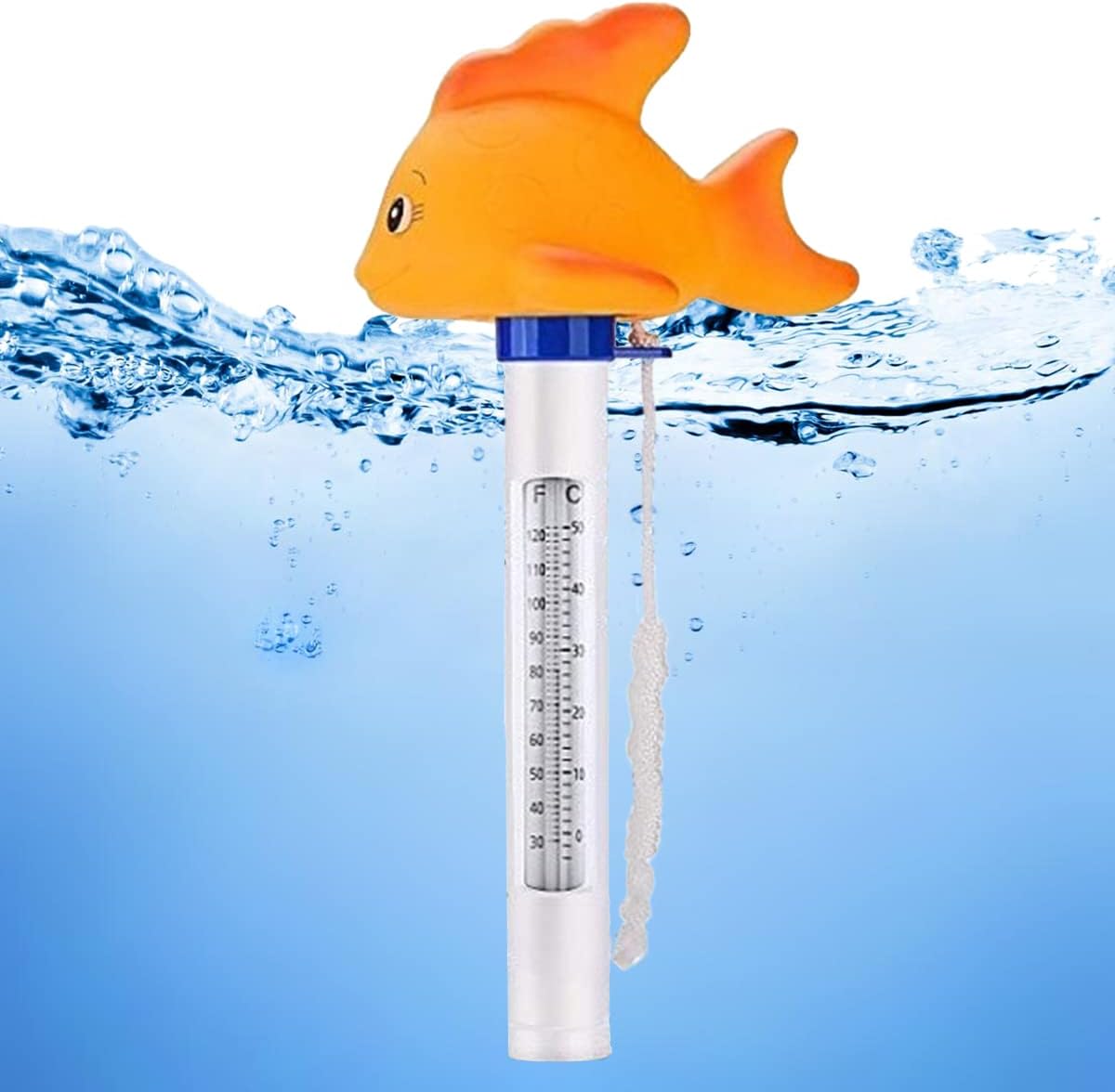 Pool Thermometer Floating Buoy Pool Thermometer with Large EZ Read Display Cartoon Style Water Temperature Test Tube Fahrenheit & Celsius Supported for Swimming Pool Hot Tub Spa