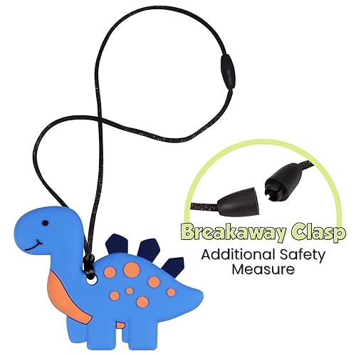 Miniatura 3 de Collar de mordedor masticable de silicona, herramienta sensorial para masticar con motor oral para masticador agresivo (paquete de 2, azulverde)