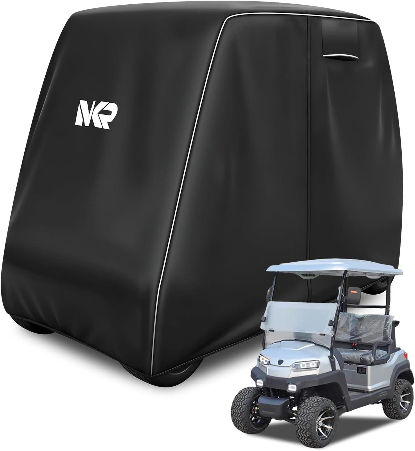 UYA 600D Golf Cart Cover Waterproof Heavy Duty with Reflective Stripes, UV & Windproof, Fits 2/4/6-Passenger Golf Carts, Club Car EZGO Yamaha Cushman