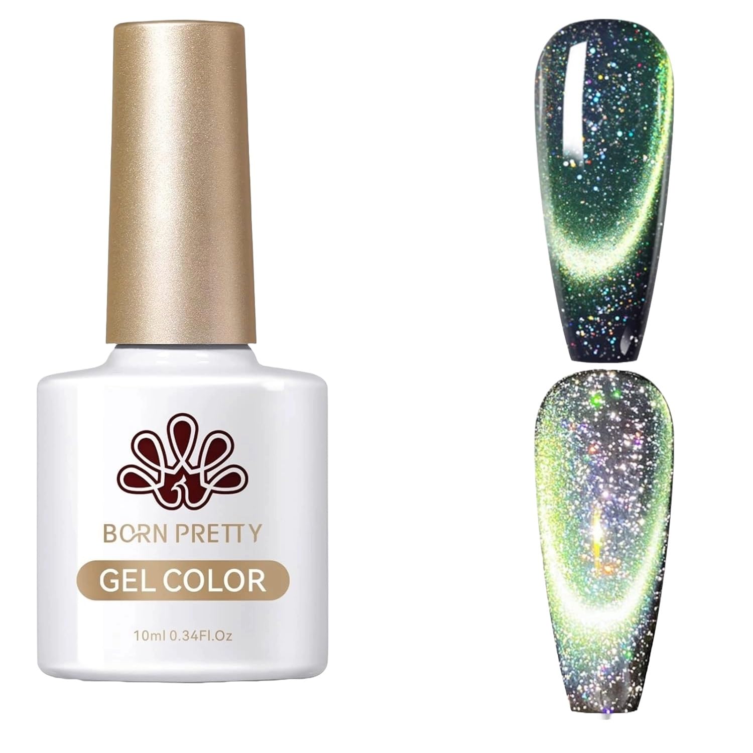 Born Pretty 9D Magnetic Gel Nail Polish Reflective Glitter Gel Polish from BELLE GAGA Holographic Colorful Cat Magnetic Gel Polish (MR02, 10ml)-image-25
