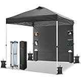 VINGLI 10x10 Pop Up Canopy Tent with Sidewall and Sandbags, Outdoor Pop Up Gazebo Tent for Parties One Person Set Up for Camping Beach