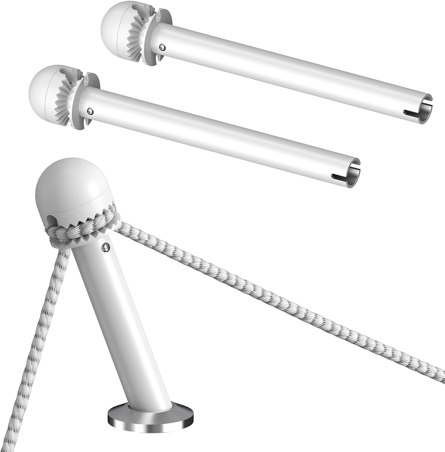 2 Pack Rod Holder for Boat Fenders, Boat Fender Adjuster Holder for Docking, Fender Height Adjustment Tool Fits Boat Rod Holders, Steel Body with Polymer Protective Head