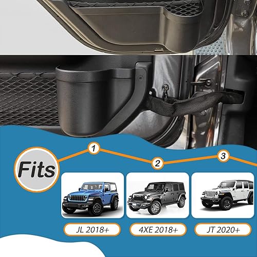 Miniatura 3 de Bandeja organizadora de puerta delantera y trasera para Jeep Wrangler JL 4XE JLU Rubicon Sport Sahara Gladiator JT Accesorios de almacenamiento