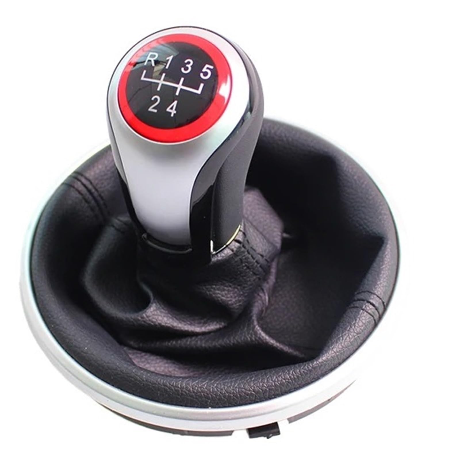 SAUANMNKTP Gearshift Knob for Skoda for Fabia 2 2007-2014 5 Speed MT Gear Shift Knob Gaiter Boot Cover(Black 5 Speed Suit)