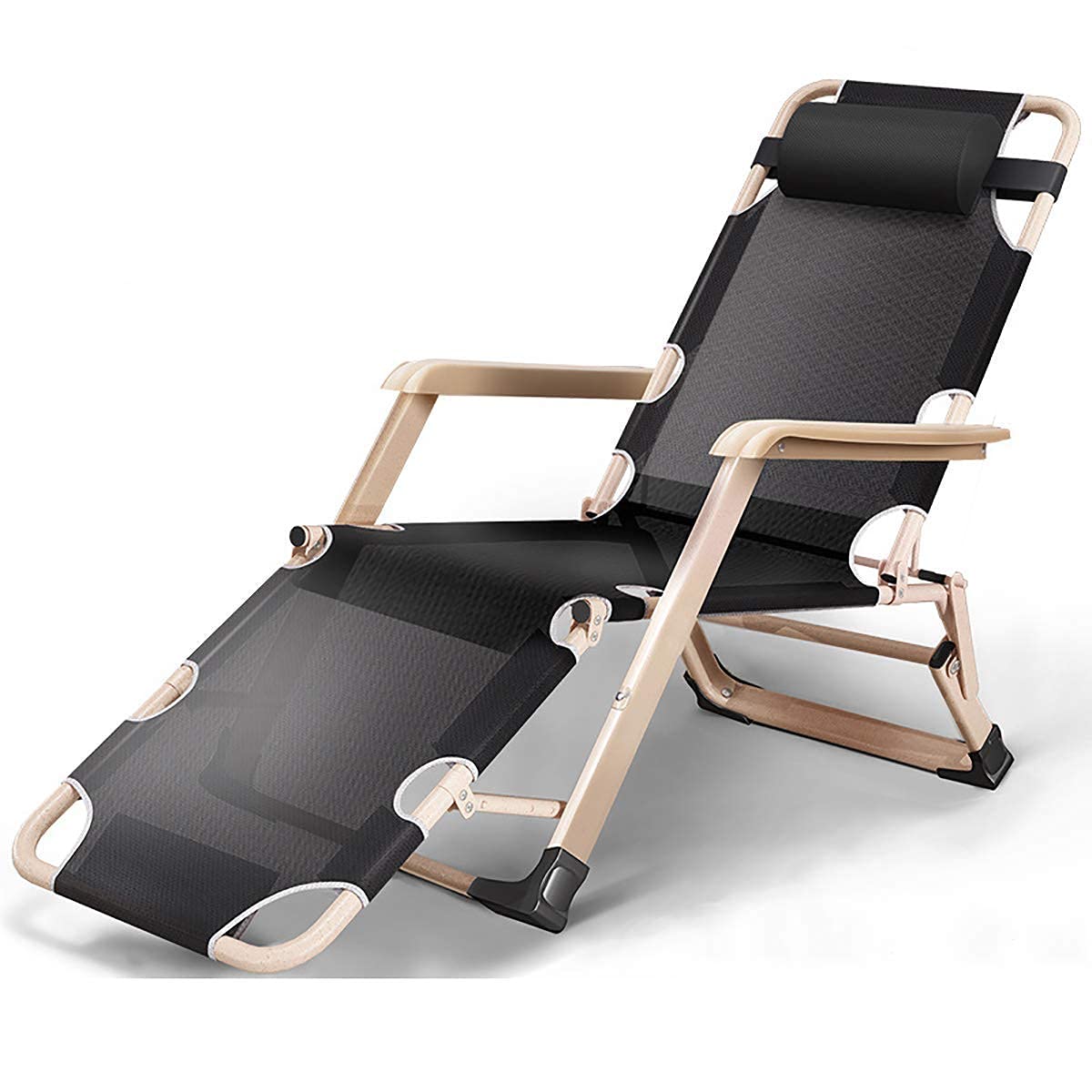 Chaise Longue Inclinable et Pliable avec Appuie-tête Amovible