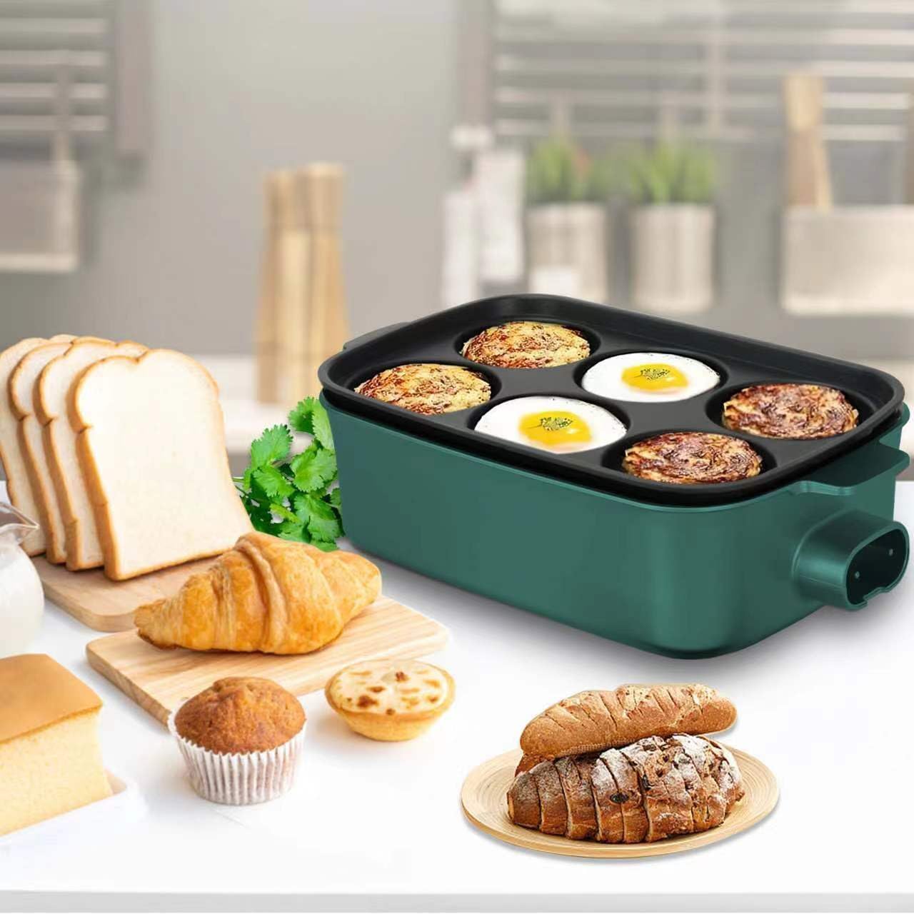 AEWHALE 3 en 1 Sartén Multifuncional Grill Eléctrico,Sartén eléctrica con tapa de cristal 1500W Revestimiento Antiadherente,Superficie Extraíble y asas de tacto frío Sartén eléctrica para Panqueques
