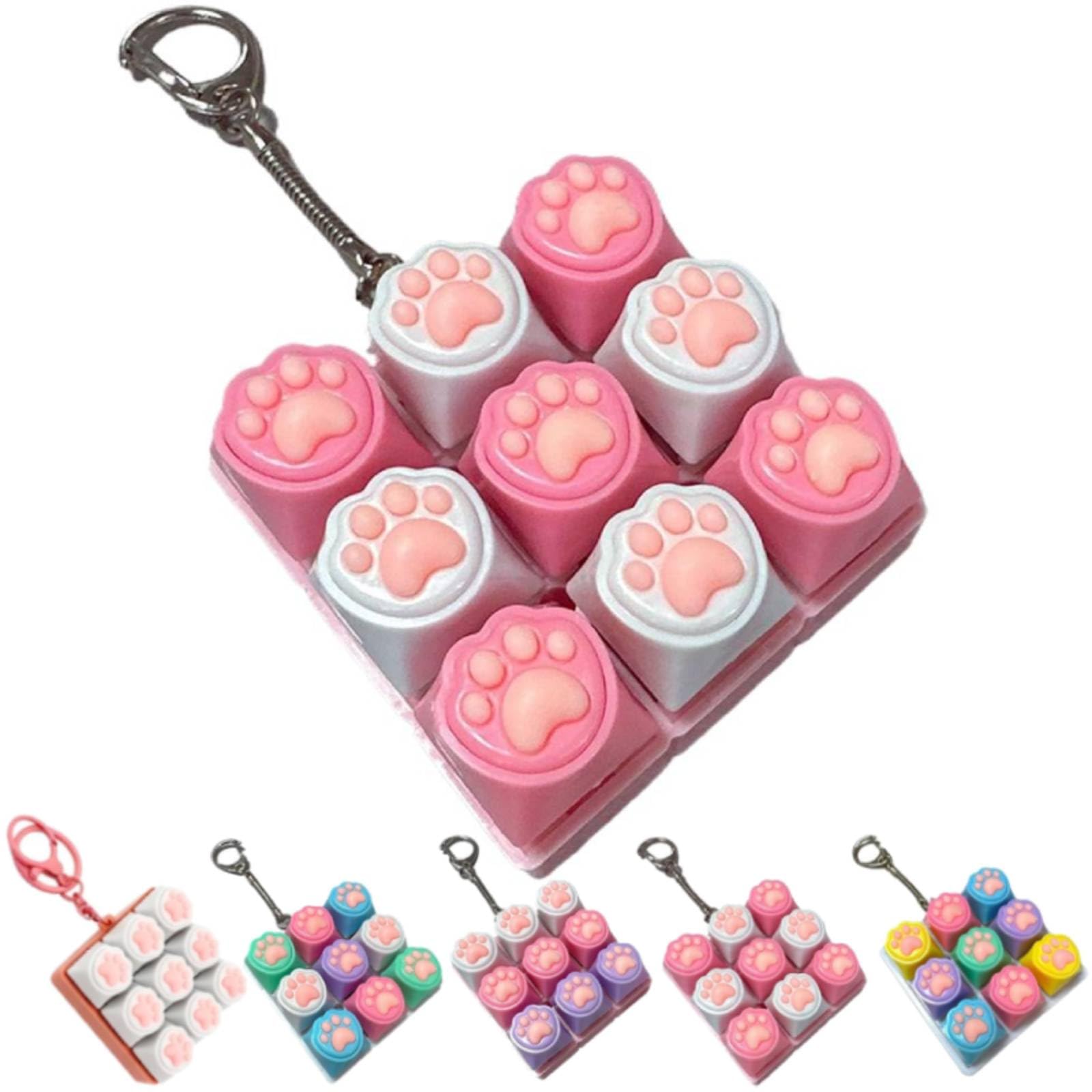 Keyboard Fidget Toy,9 Keys Keyboard Decompression Toys,Fidget Toys for Adults Kids,Colorful Design Stress Relief Decompression Desk Toy for Home Office School,Portable Keychain (pink)