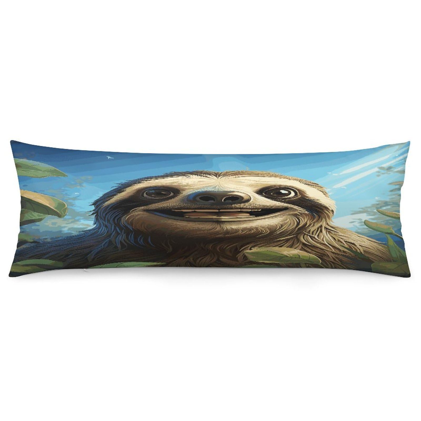 Cartoon Funny Sloth Pillow Cover with Zipper Pillow Case Super Soft and Cozy Body Pillowcase 19 X 53 Inches Luxury Long Pillowcase for Couch Sofa Chair Bed Home Decor Pillows Cover