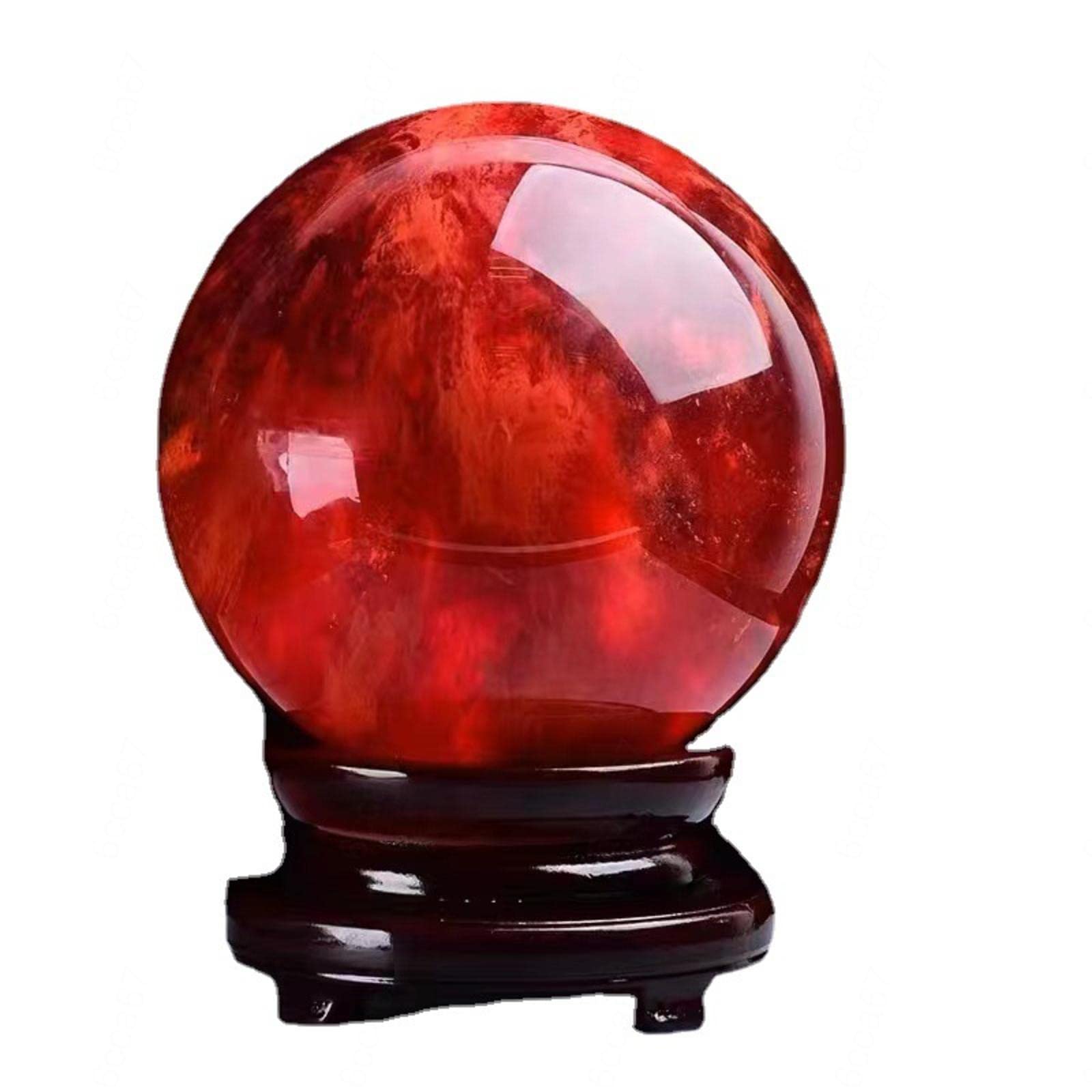 Red Obsidian Ball with Stand, Natural Red Crystal Ruby Ball Sphere Melting Quartz Crystal Gemstone for Meditation Healing Feng Shui Home Decoration,2.36in